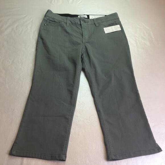 Liz Claiborne Classic Skinny Capris Moss Gray 10 - Picture 2 of 12